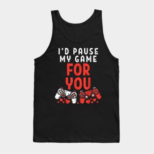 Pause My Game For You Gamer Mens Valentines Day Boys Kids Tank Top